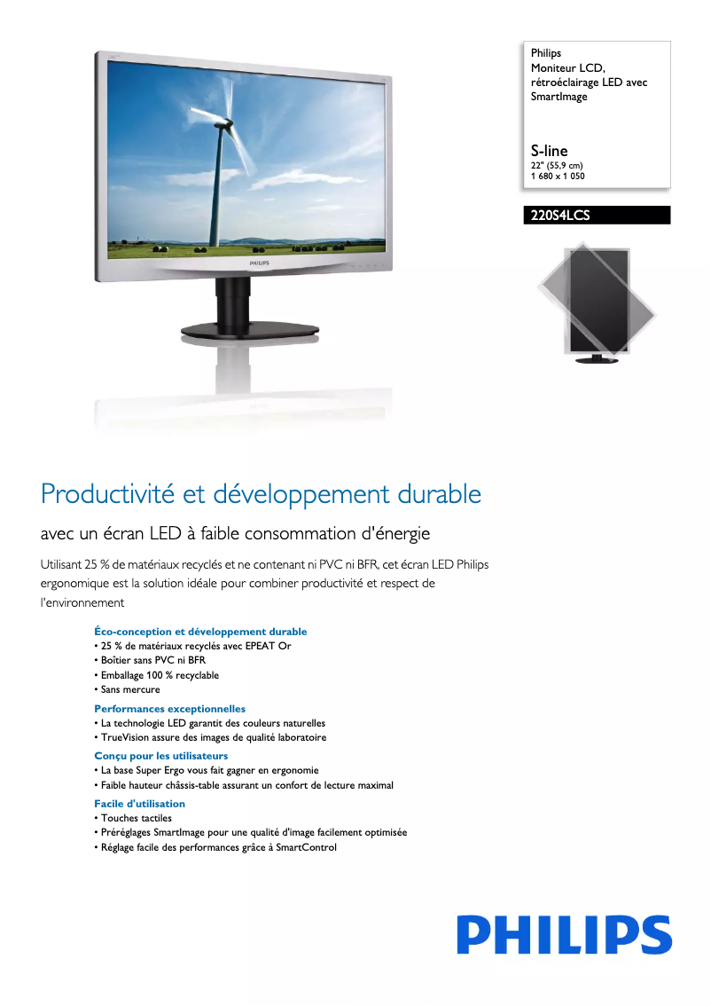 Image de la première page du manuel de l'appareil Brilliance 220S4LCS