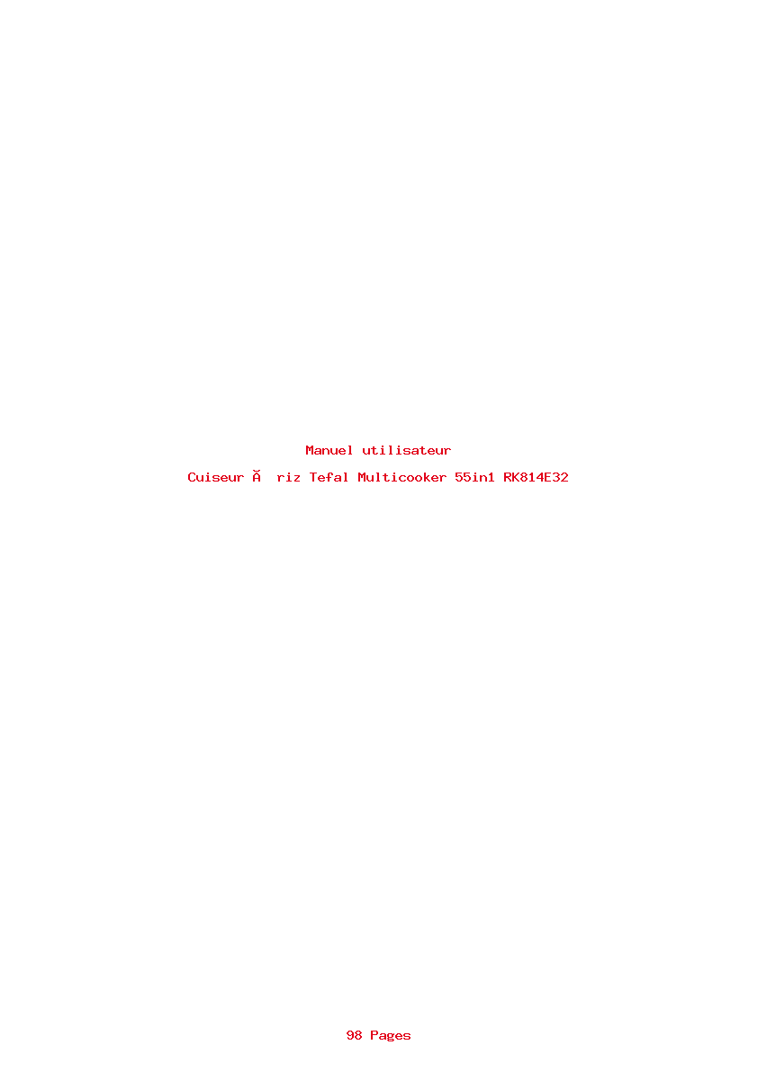 Page 1 de la notice Manuel utilisateur Tefal Multicooker 55in1 RK814E32