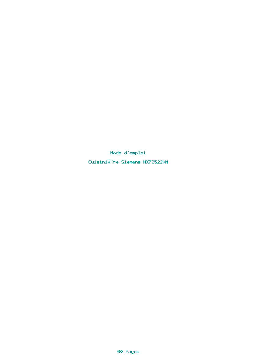 Page 1 de la notice Mode d'emploi Siemens HX725220N