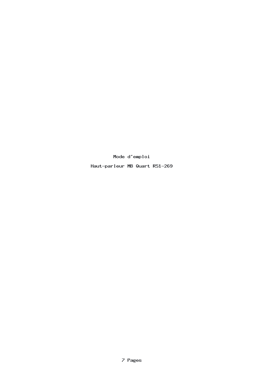 Page 1 de la notice Mode d'emploi MB Quart RS1-269