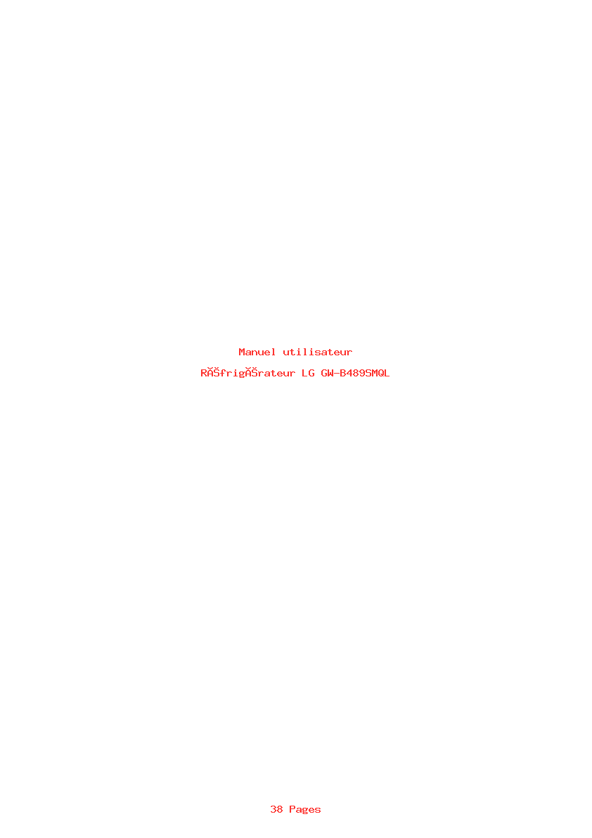 Page 1 de la notice Manuel utilisateur LG GW-B489SMQL