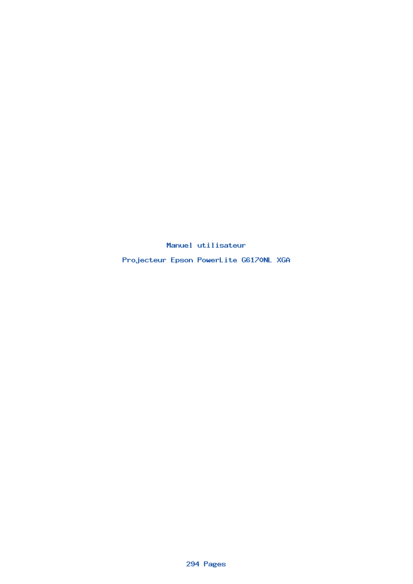 Page 1 de la notice Manuel utilisateur Epson PowerLite G6170NL XGA