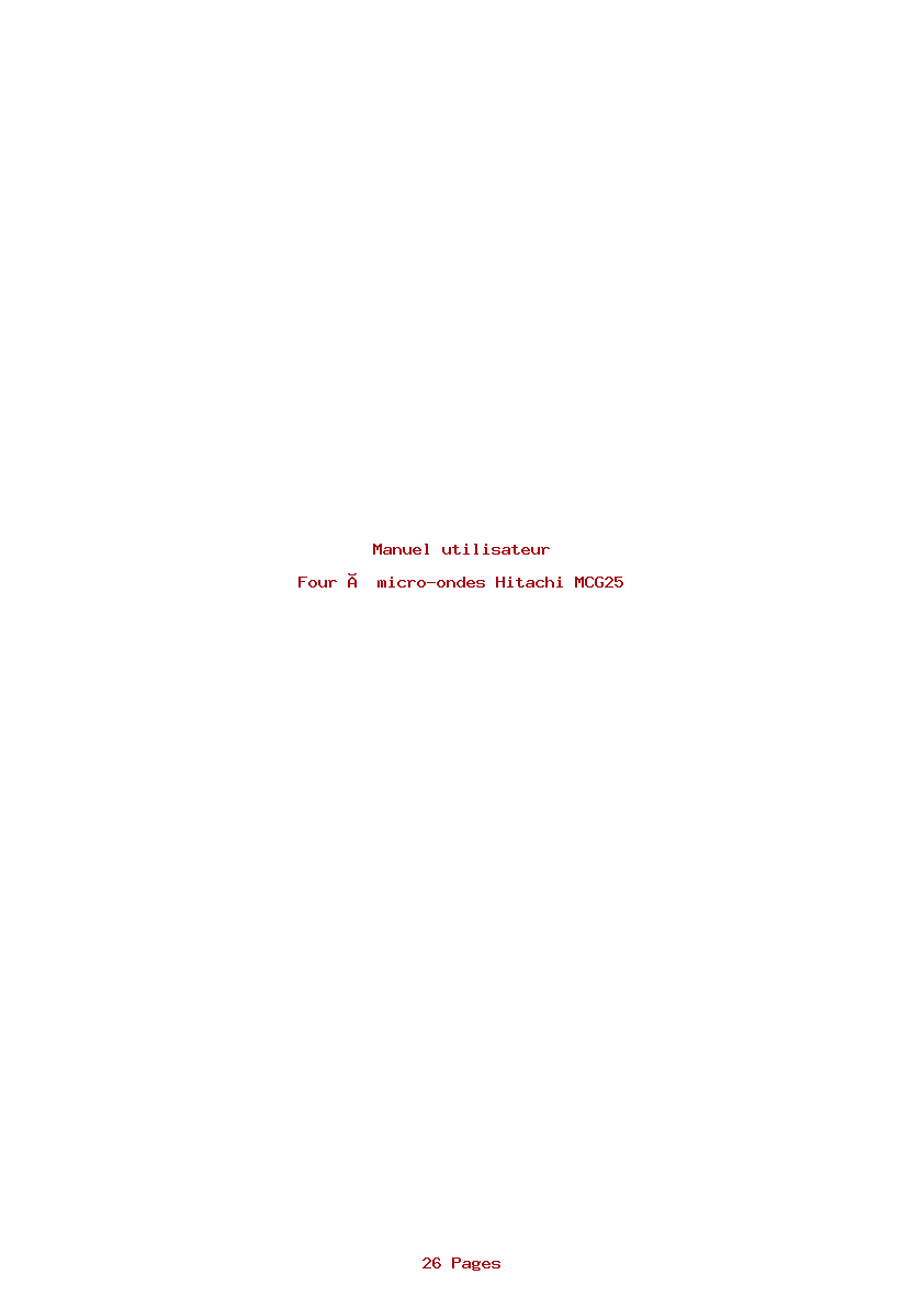 Page 1 de la notice Manuel utilisateur Hitachi MCG25