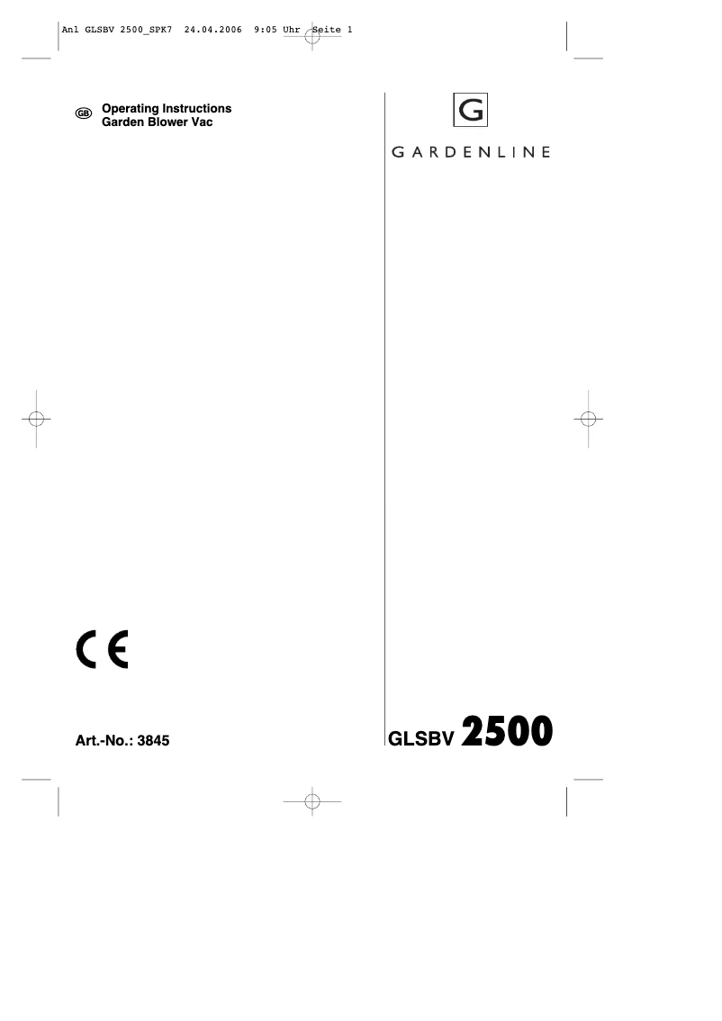 Page 1 de la notice Manuel utilisateur Gardenline GLSBV 2500
