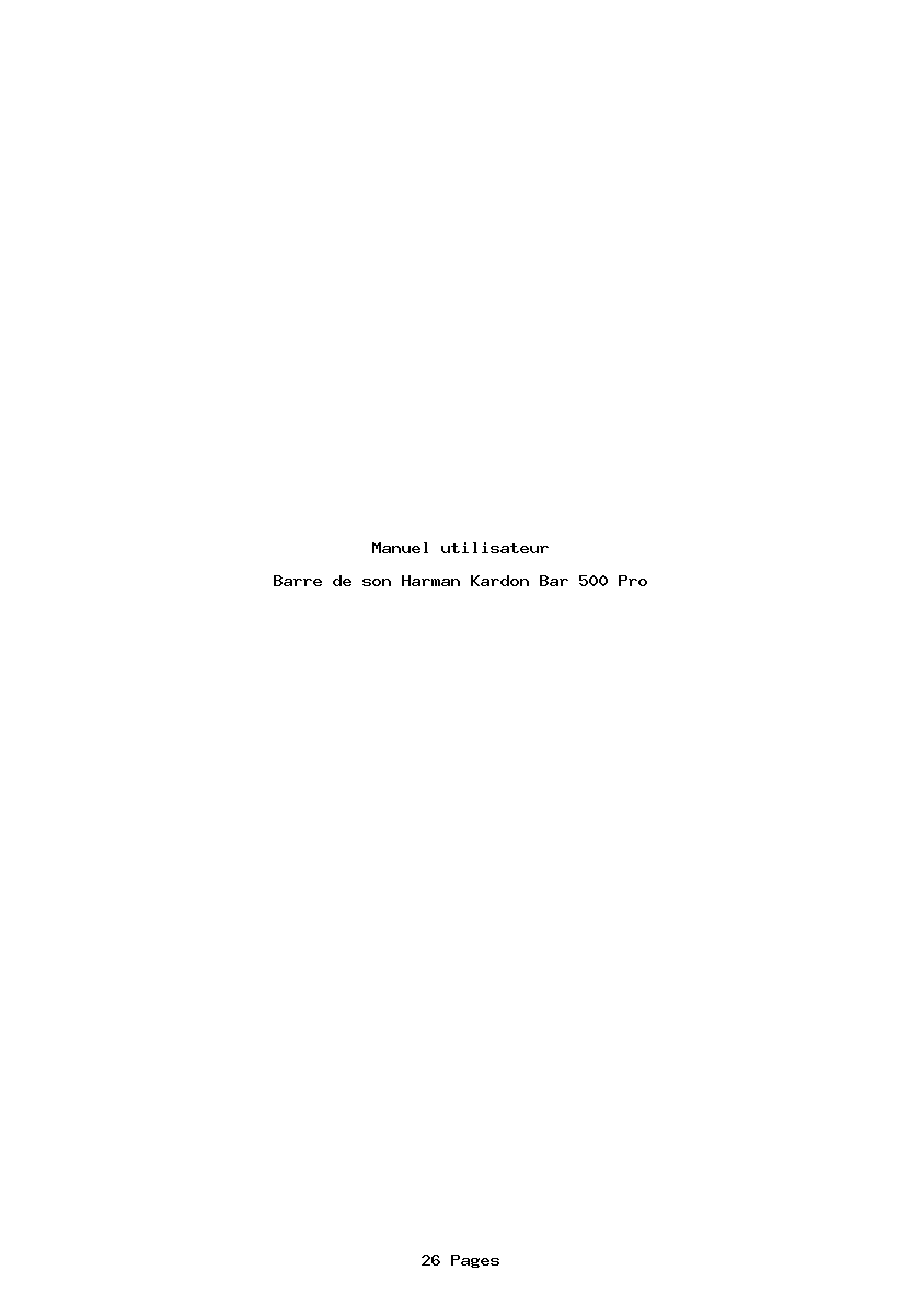 Page 1 de la notice Manuel utilisateur Harman Kardon Bar 500 Pro