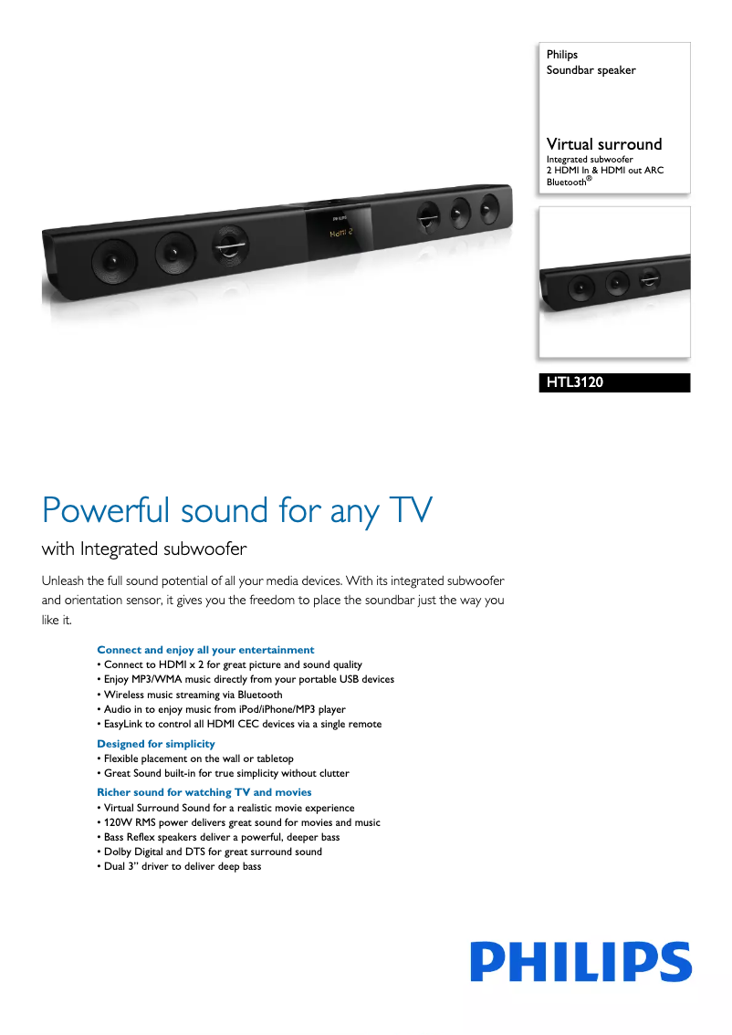 Page n°1 - Brochure Philips HTL3120