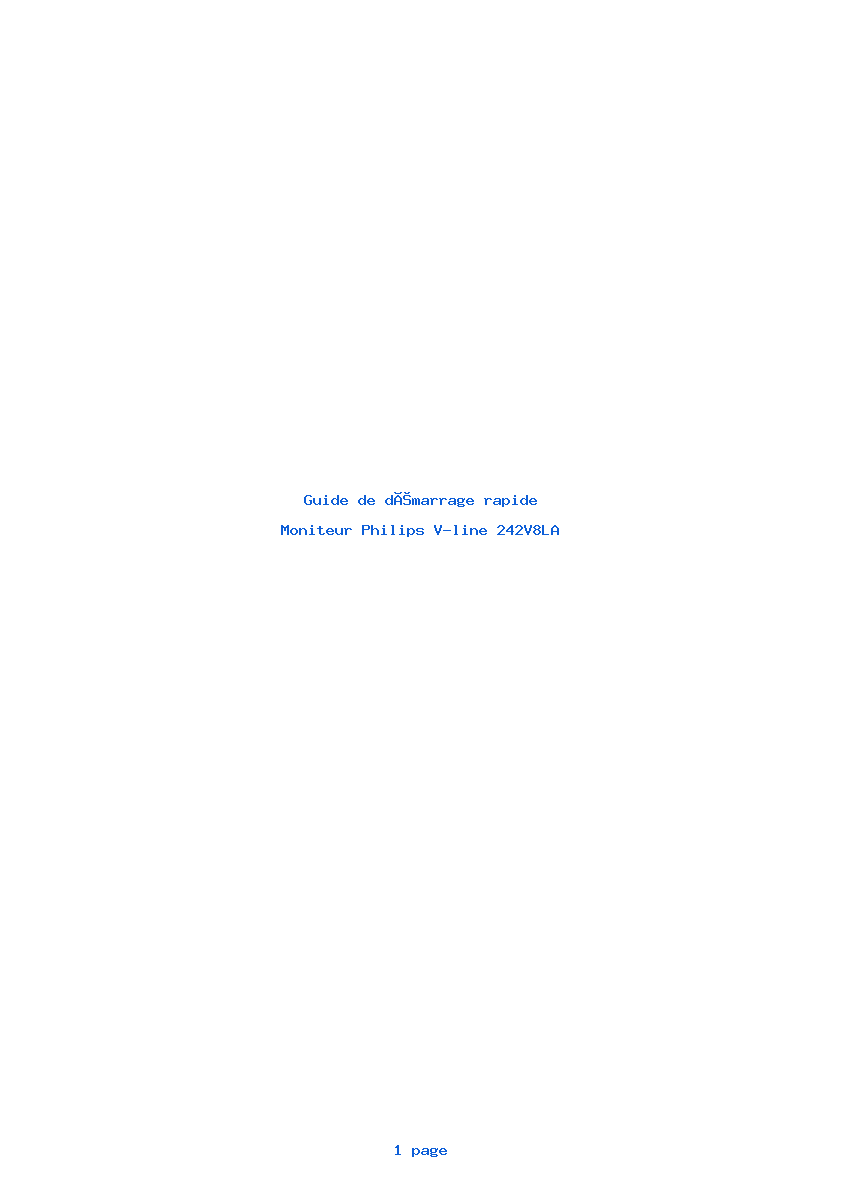 Page 1 de la notice Guide de démarrage rapide Philips V-line 242V8LA