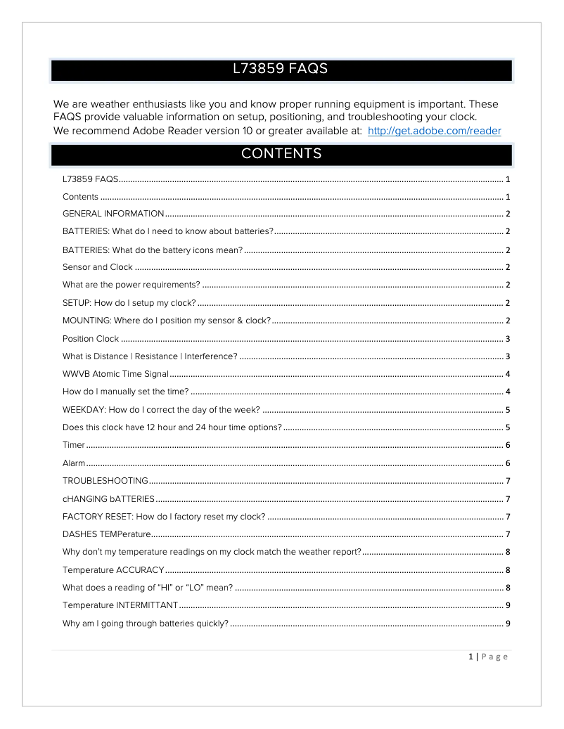 Page 1 de la notice FAQ La Crosse Technology L73859