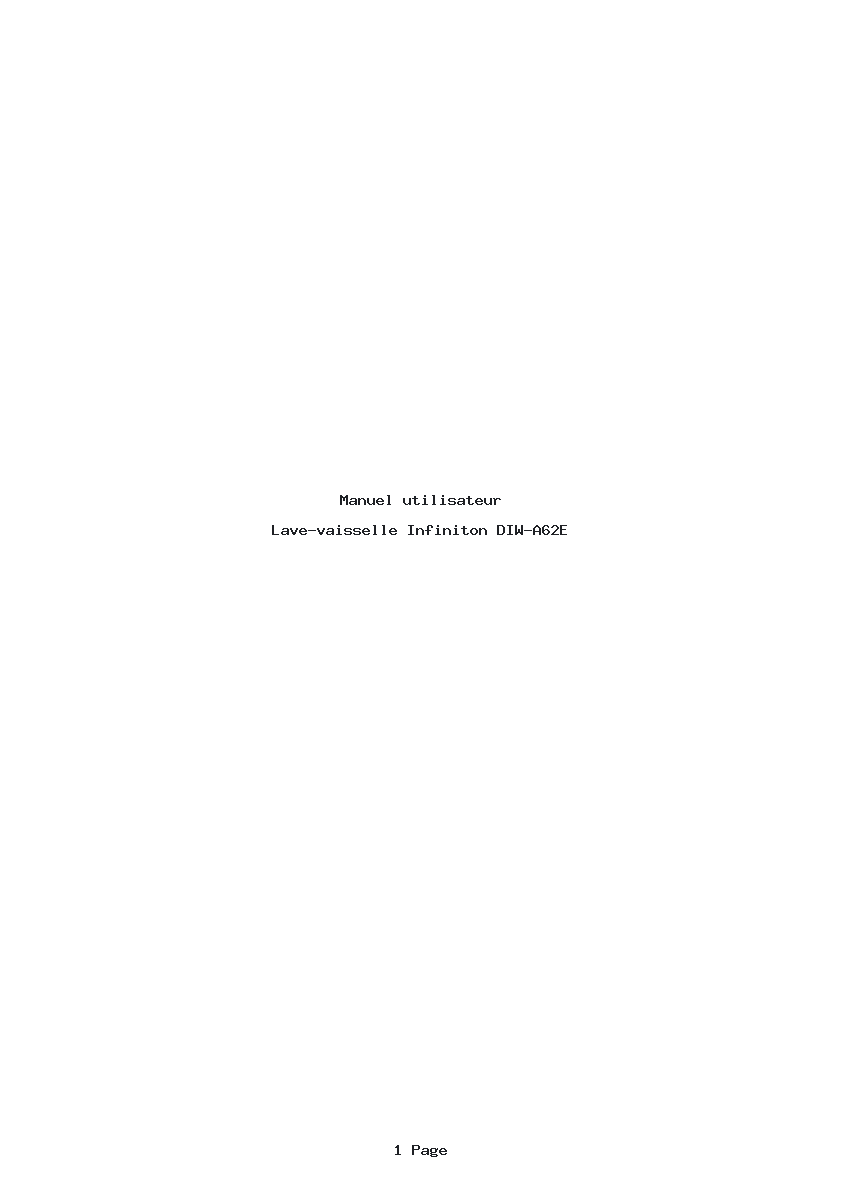 Page 1 de la notice Manuel utilisateur Infiniton DIW-A62E