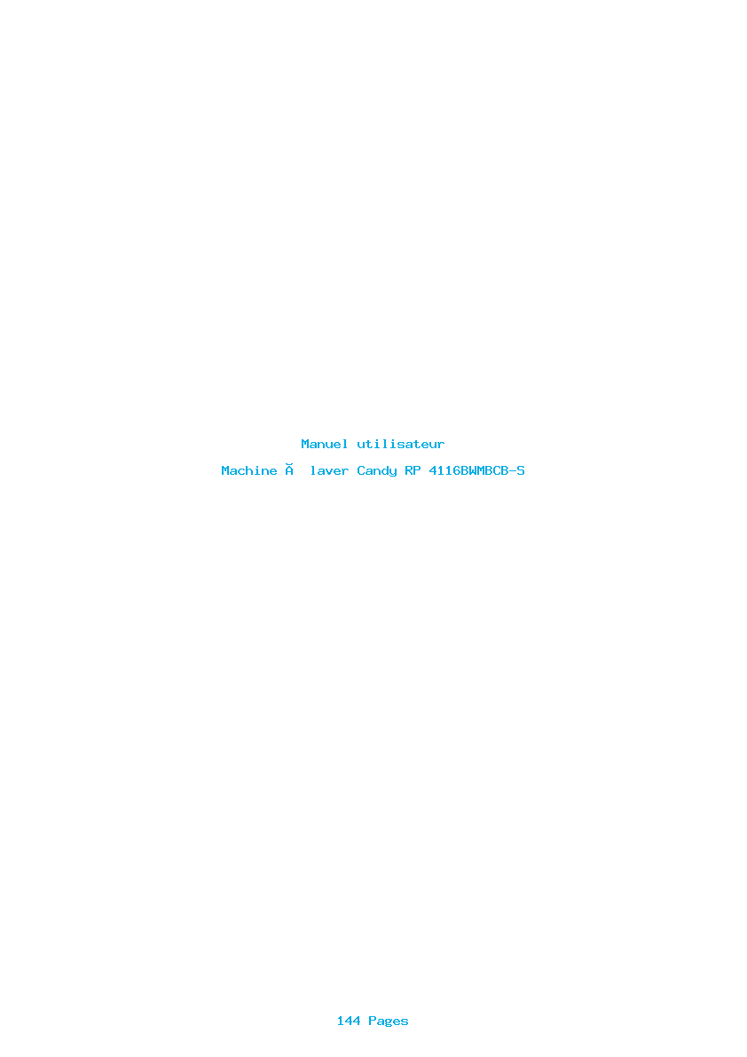 Page 1 de la notice Manuel utilisateur Candy RP 4116BWMBCB-S