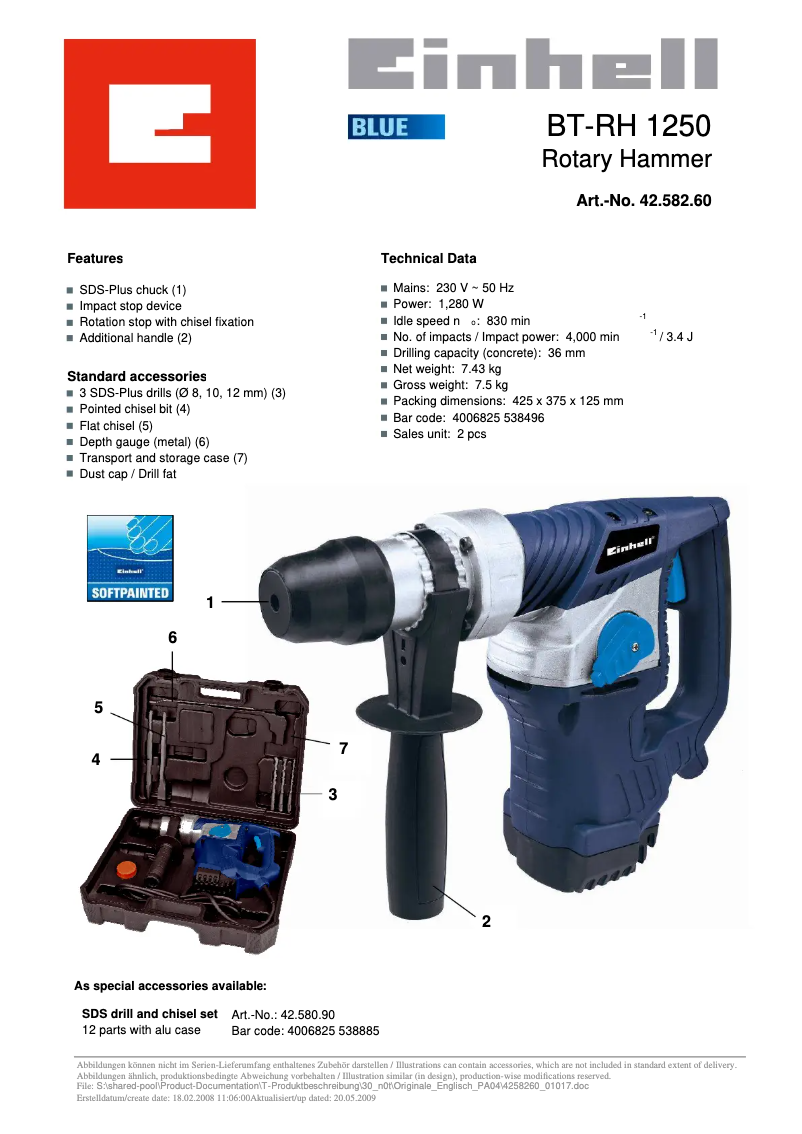 Página 1 del manual Manual de usuario Einhell BT-RH 1250