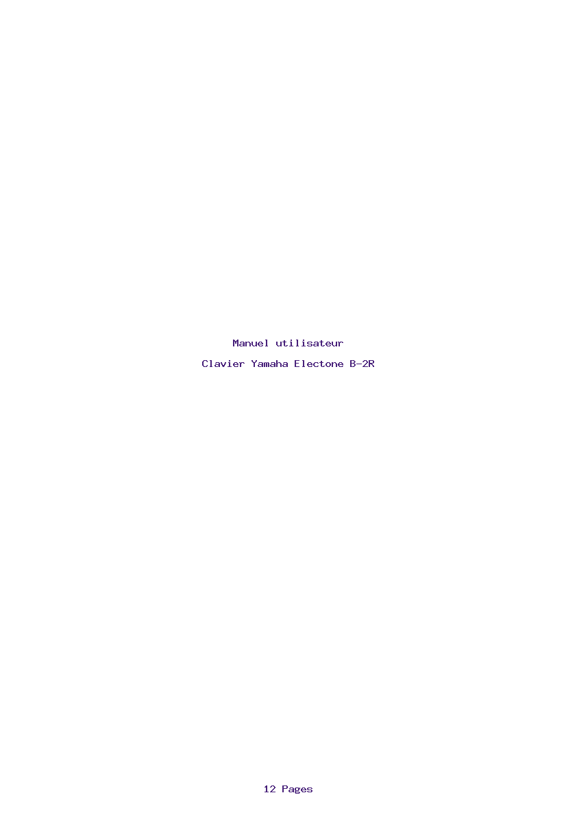 Page 1 de la notice Manuel utilisateur Yamaha Electone B-2R