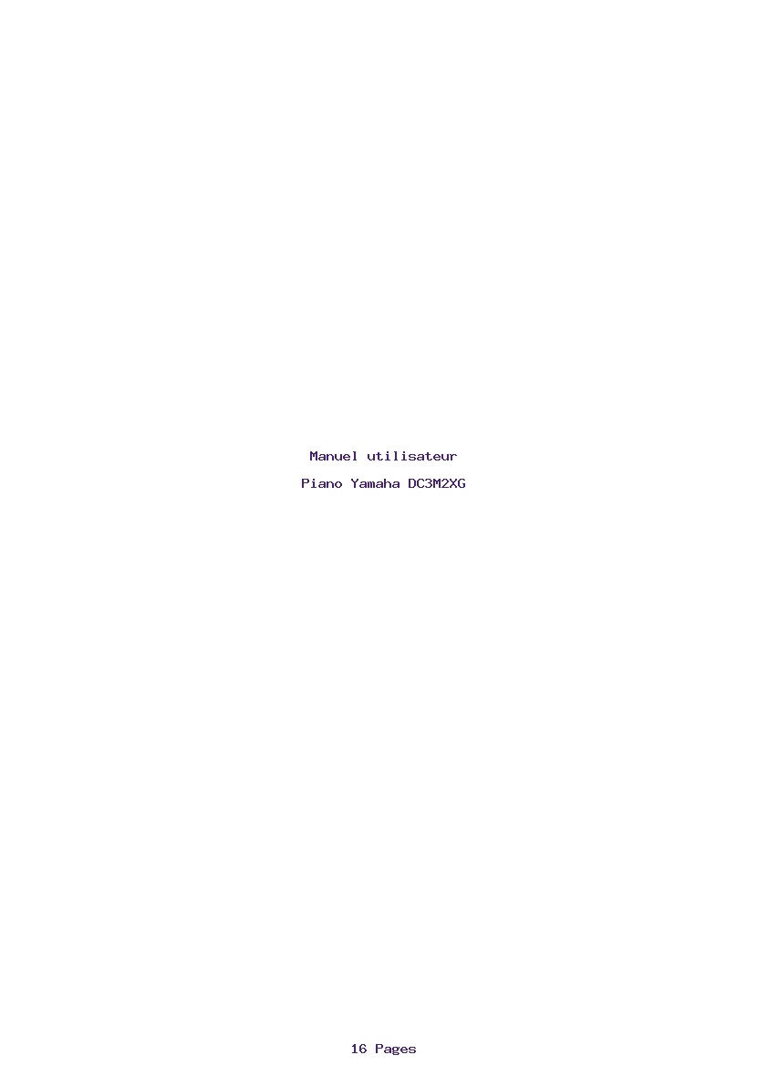 Page 1 de la notice Manuel utilisateur Yamaha DC3M2XG