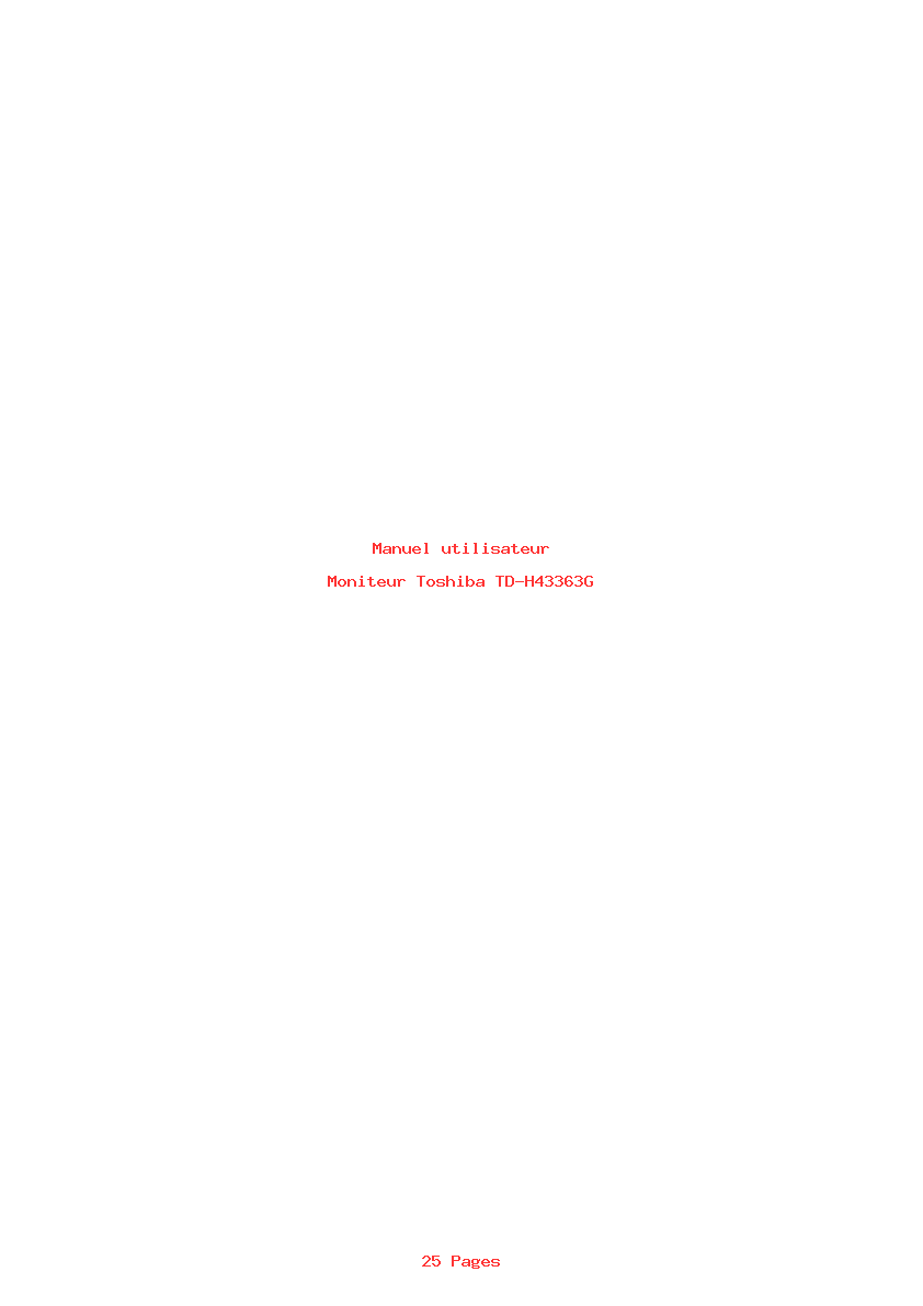 Page 1 de la notice Manuel utilisateur Toshiba TD-H43363G