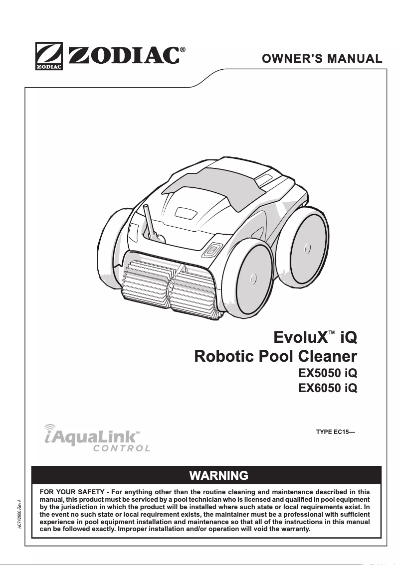 Page 1 de la notice Manuel utilisateur Zodiac EvoluX EX6050 iQ