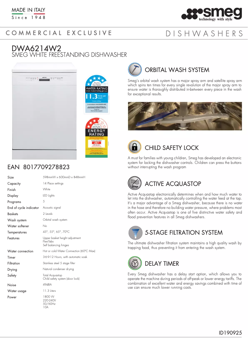 Página 1 del manual Manual de usuario Smeg DWA6214S2