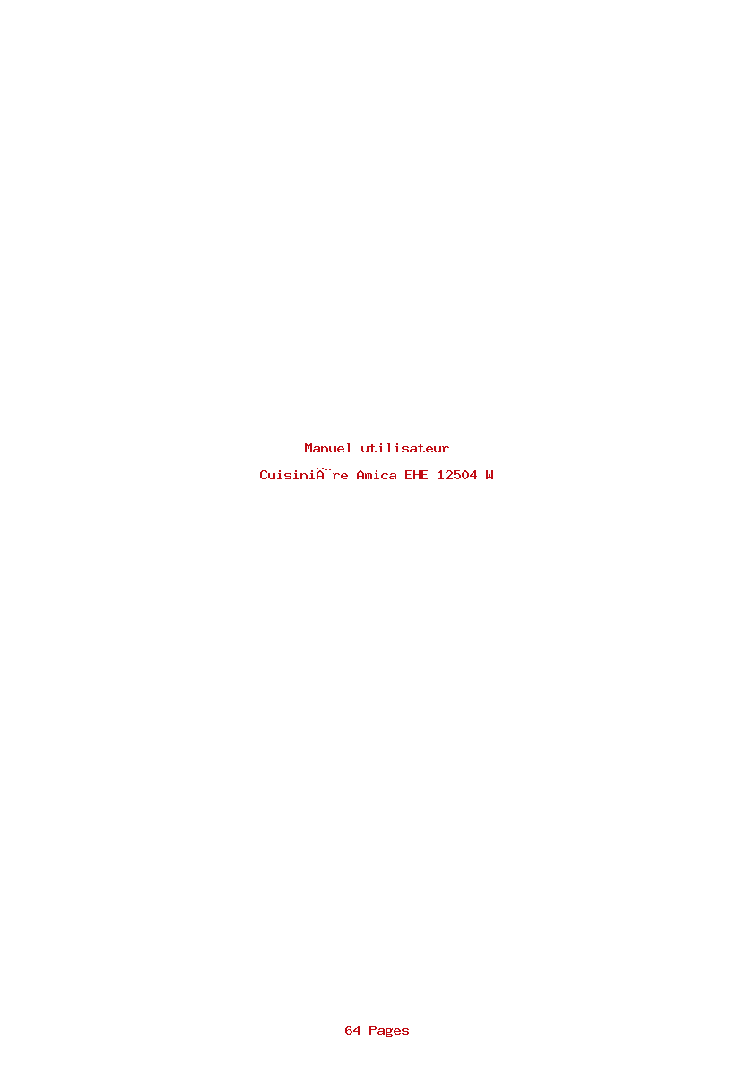 Page 1 de la notice Manuel utilisateur Amica EHE 12504 W