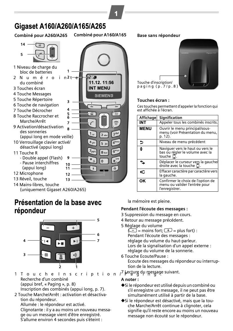 Imagen de la primera página del manual del dispositivo Gigaset A260