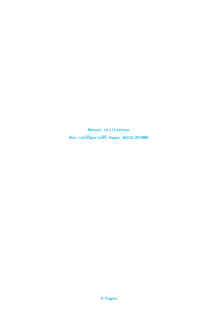 Page 1 de la notice Manuel utilisateur Hager WGCXL2D1NNB