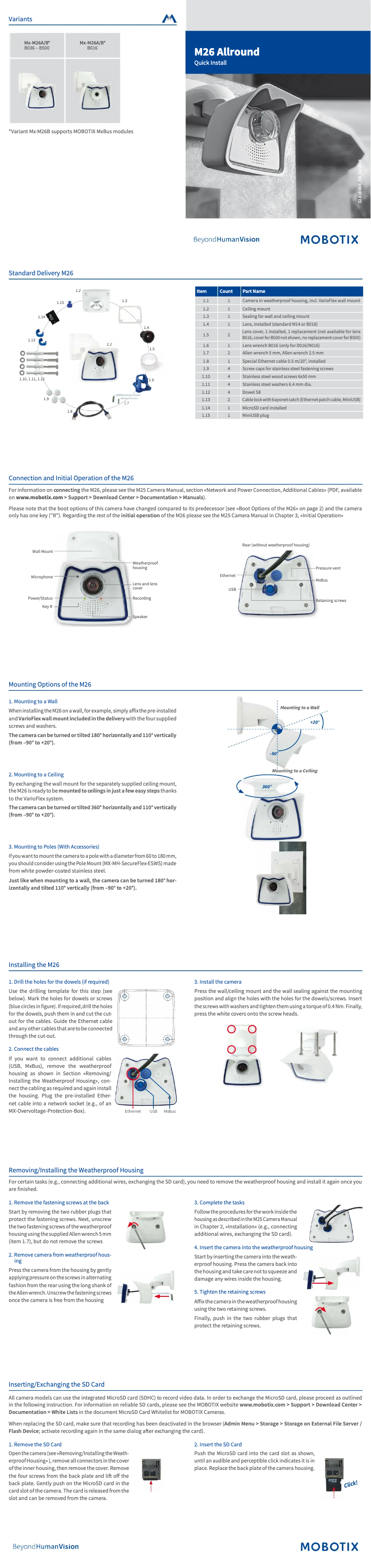 Page 1 de la notice Manuel utilisateur Mobotix M26 Allround