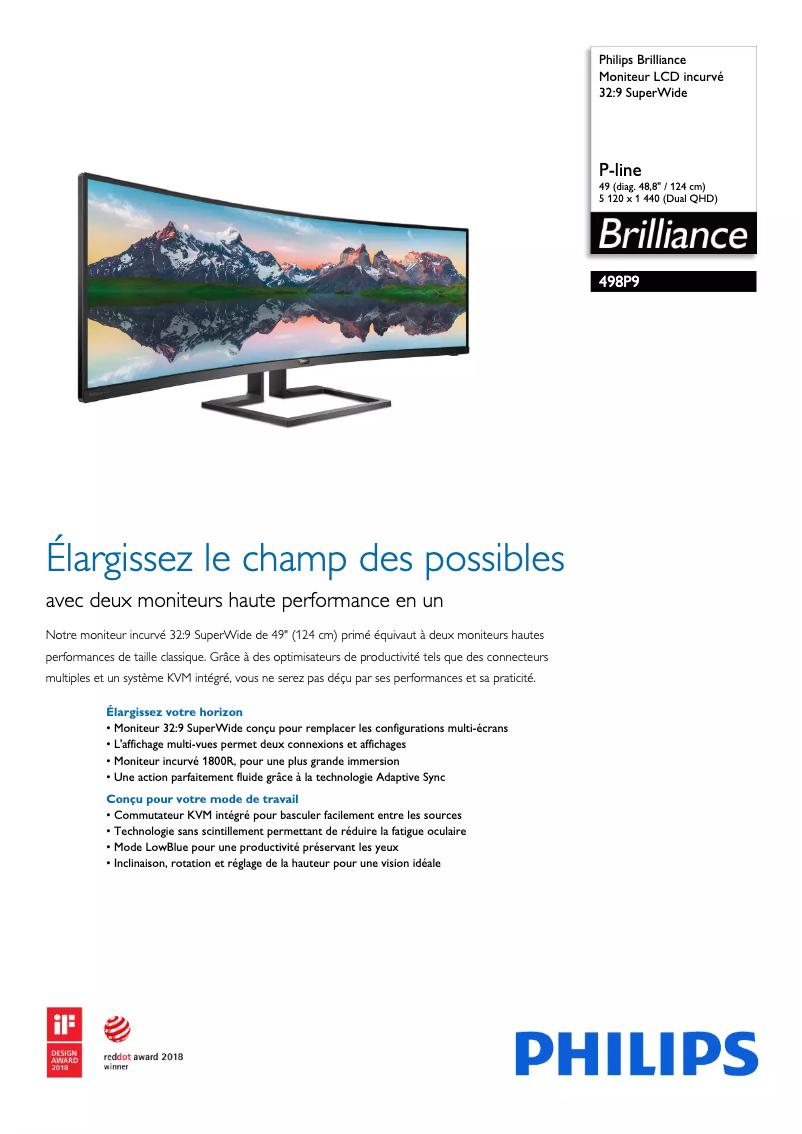 Page 1 of the manual Technical Sheet Philips 498P9