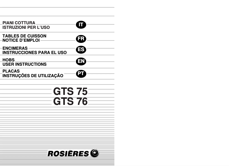 Page 1 de la notice Manuel utilisateur Rosieres GTS76/1IN