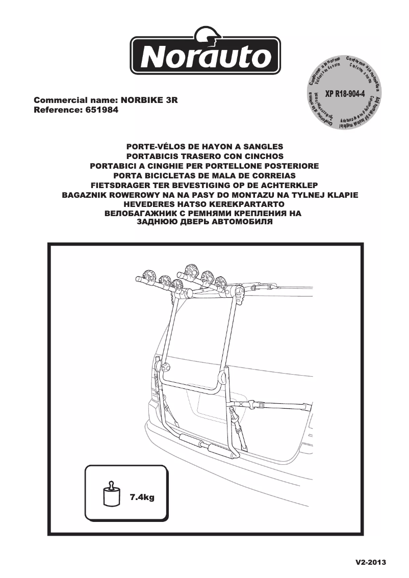 Page 1 de la notice Manuel utilisateur Norauto Norbike 3R