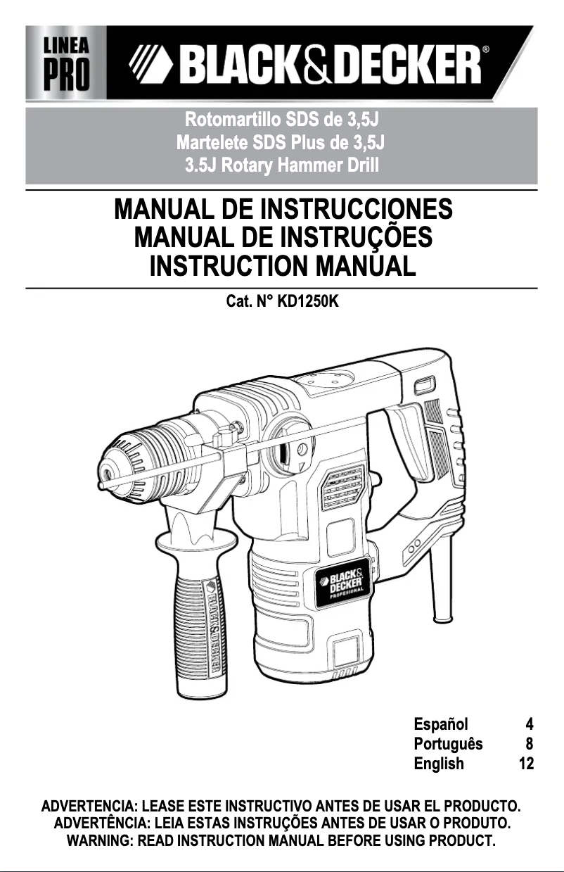Page n°1 - Manuel utilisateur Black & Decker KD1250