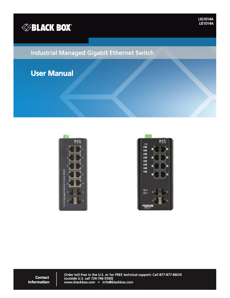 Page 1 de la notice Manuel utilisateur Black Box LIE1014A