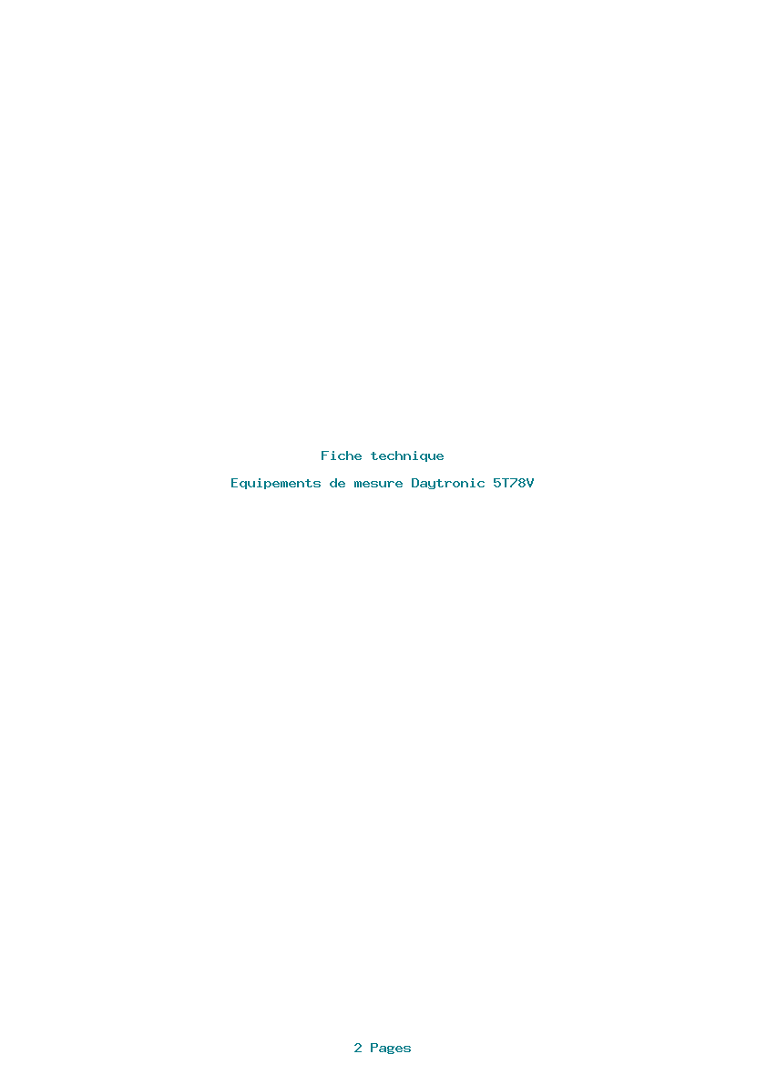 Page 1 de la notice Fiche technique Daytronic 5T78V