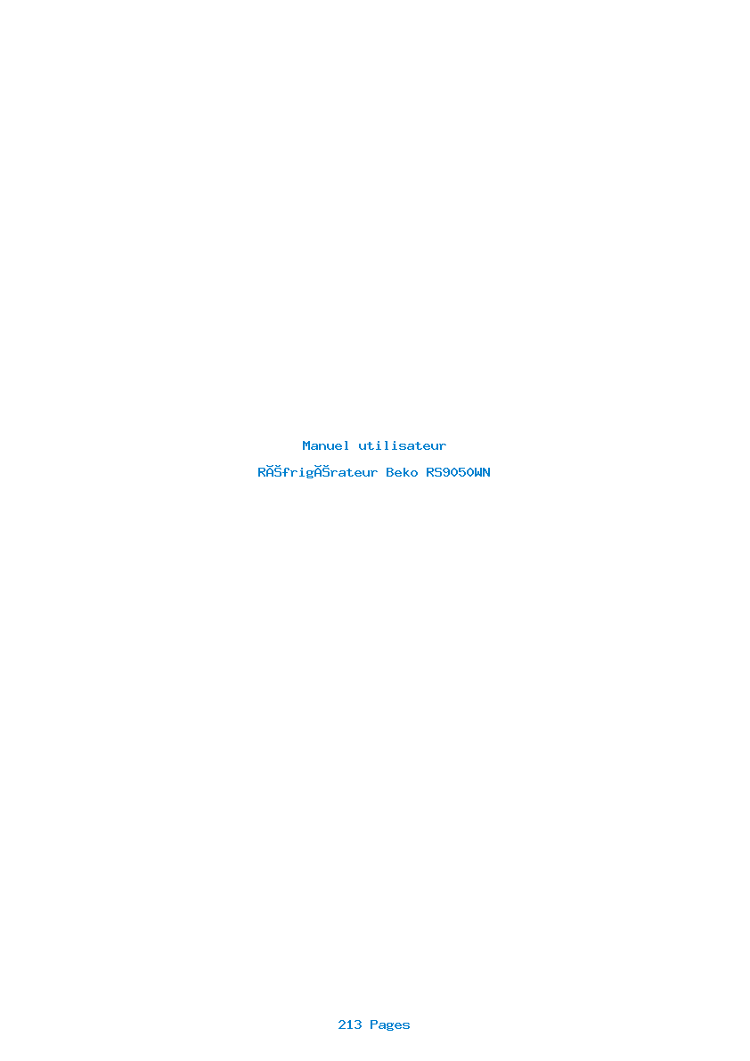 Page 1 de la notice Manuel utilisateur Beko RS9050WN