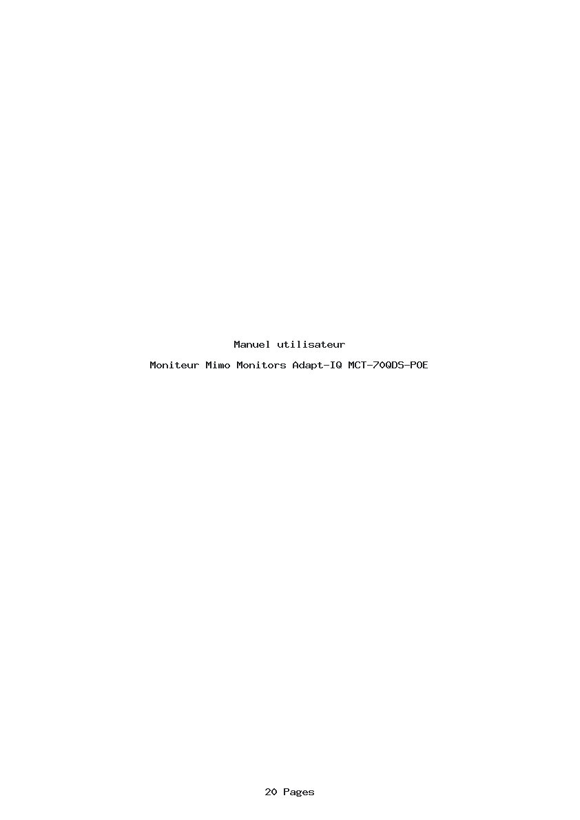 Page 1 de la notice Manuel utilisateur Mimo Monitors Adapt-IQ MCT-70QDS-POE