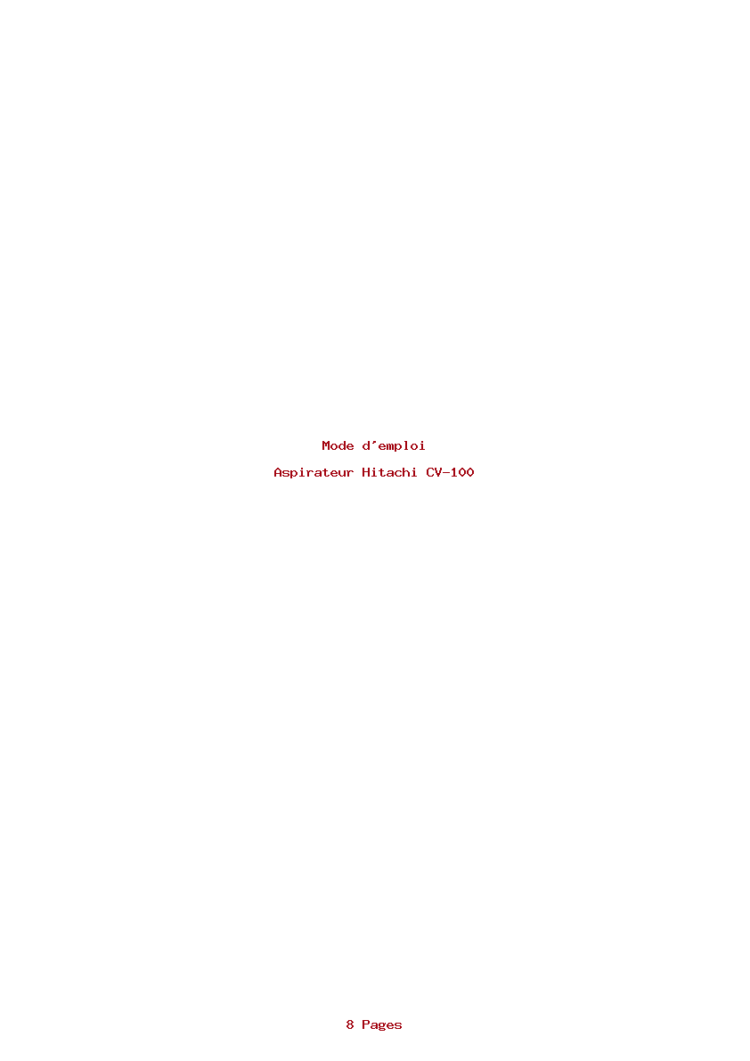 Image de la première page du manuel de l'appareil CV-100