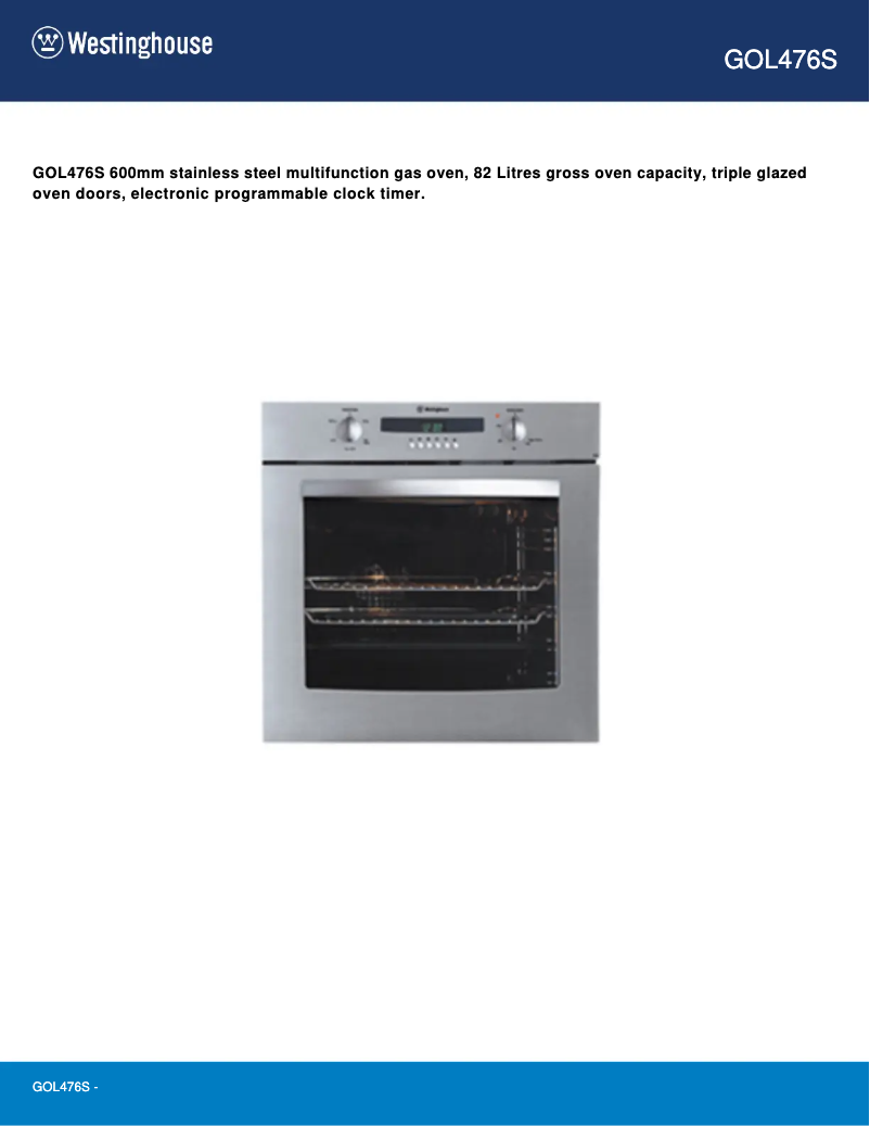 Page 1 de la notice Manuel utilisateur Westinghouse GOL476S