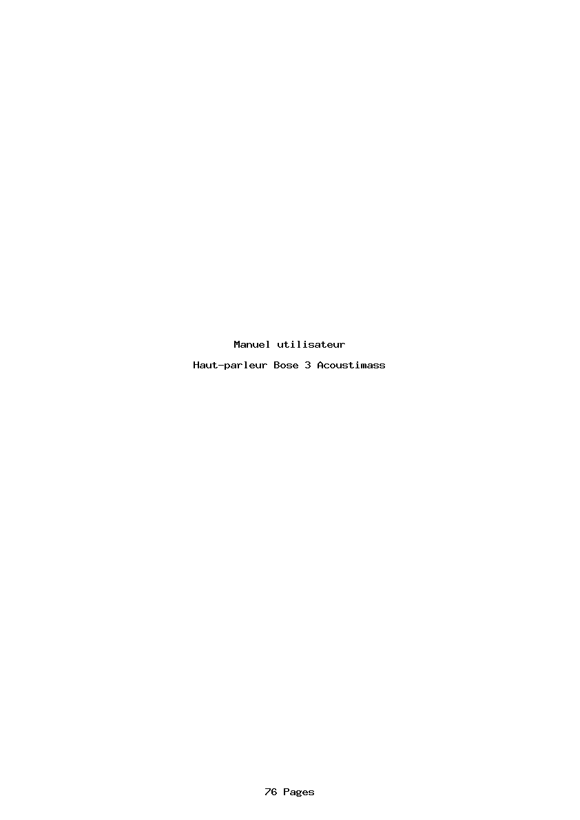Page 1 de la notice Manuel utilisateur Bose 3 Acoustimass