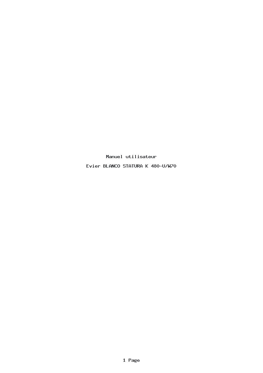 Page 1 de la notice Manuel utilisateur BLANCO STATURA K 480-U/W70