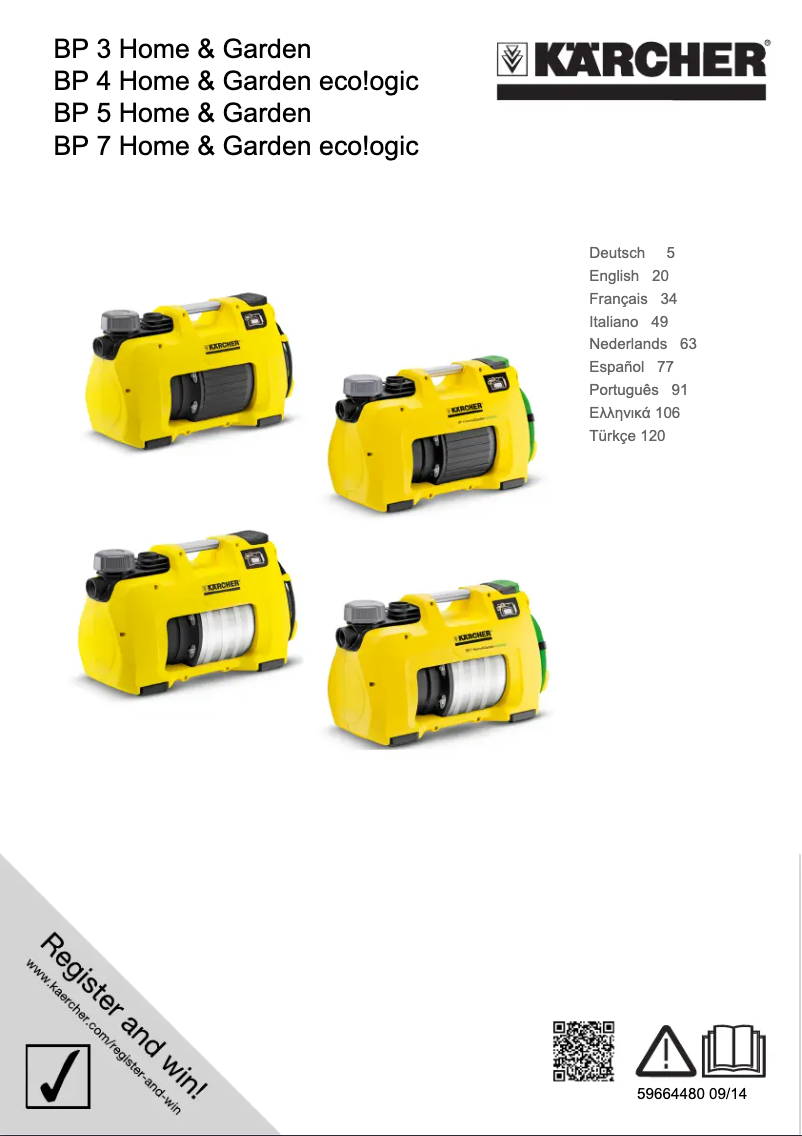 Page 1 de la notice Manuel utilisateur Kärcher BP 7