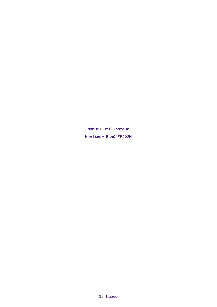 Page 1 de la notice Manuel utilisateur BenQ FP202W