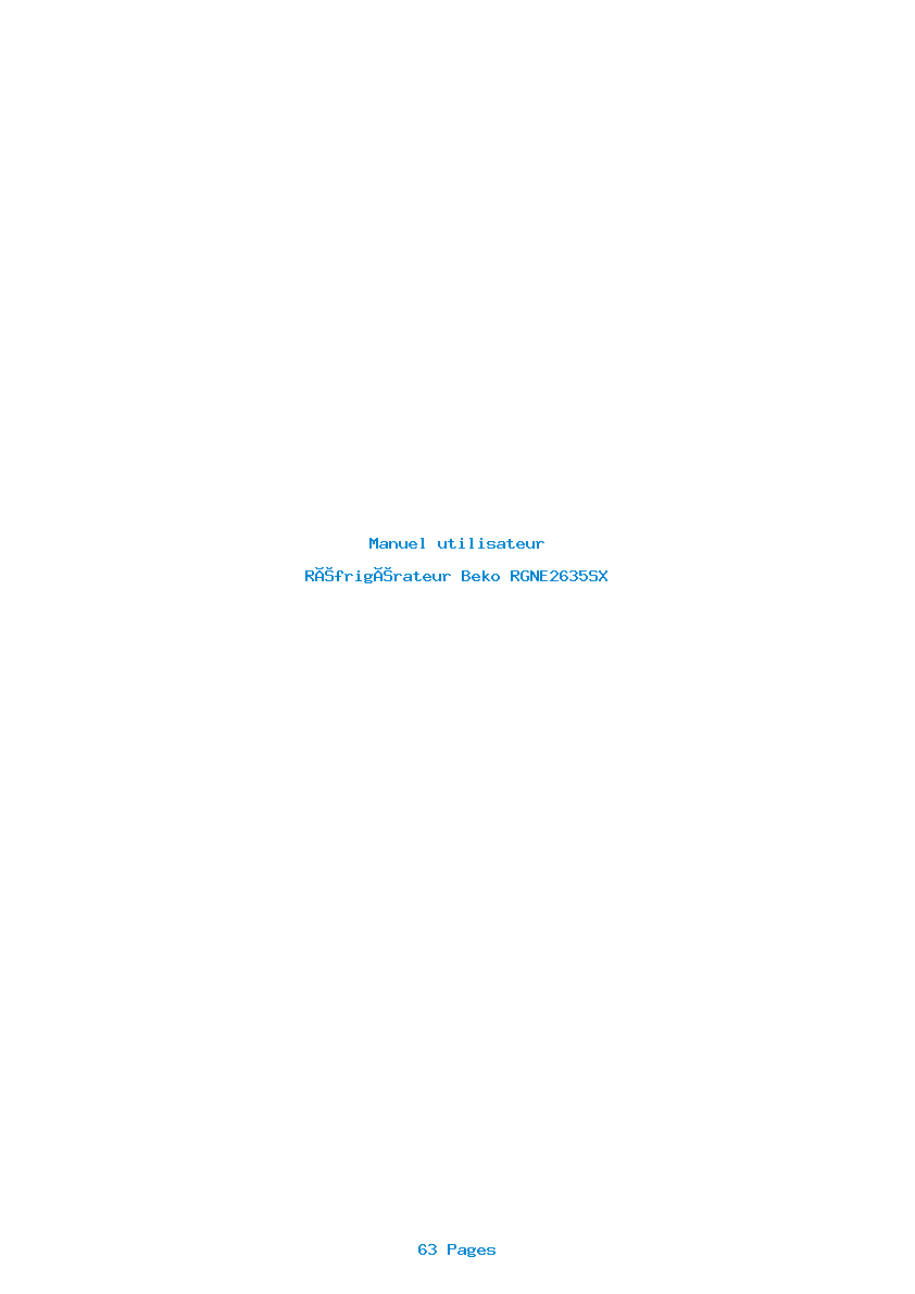 Page 1 de la notice Manuel utilisateur Beko RGNE2635SX