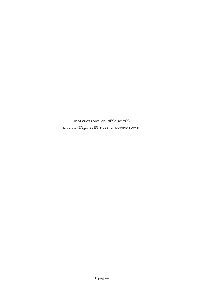 Page 1 de la notice Instructions de sécurité Daikin RYYQ20T7Y1B