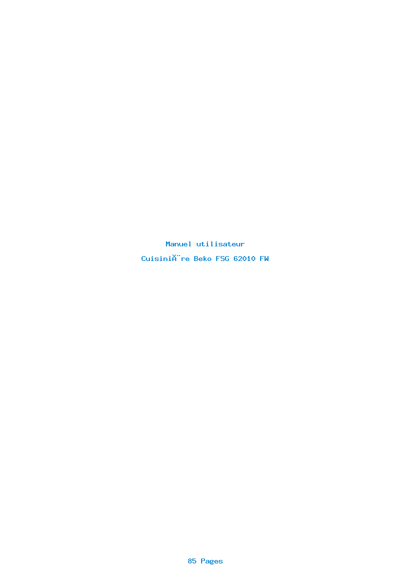 Page 1 de la notice Manuel utilisateur Beko FSG 62010 FW