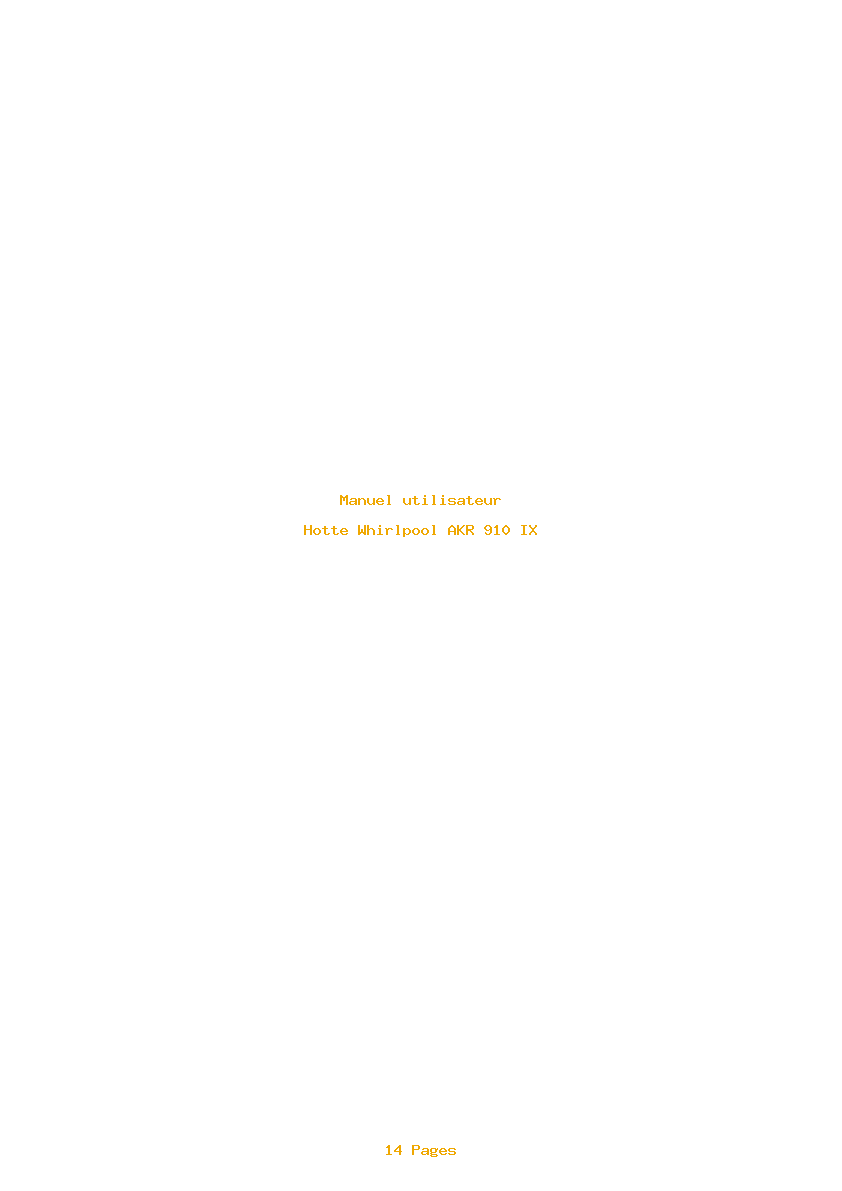 Page 1 de la notice Manuel utilisateur Whirlpool AKR 910 IX