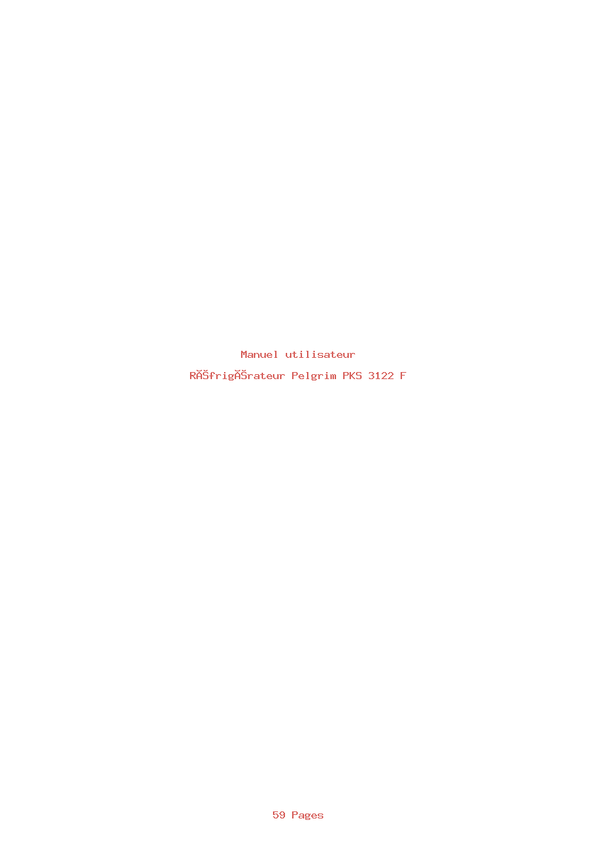 Page 1 de la notice Manuel utilisateur Pelgrim PKS 3122 F