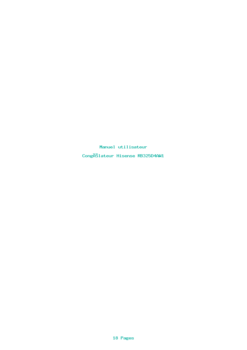 Page 1 de la notice Manuel utilisateur Hisense RB325D4AW1