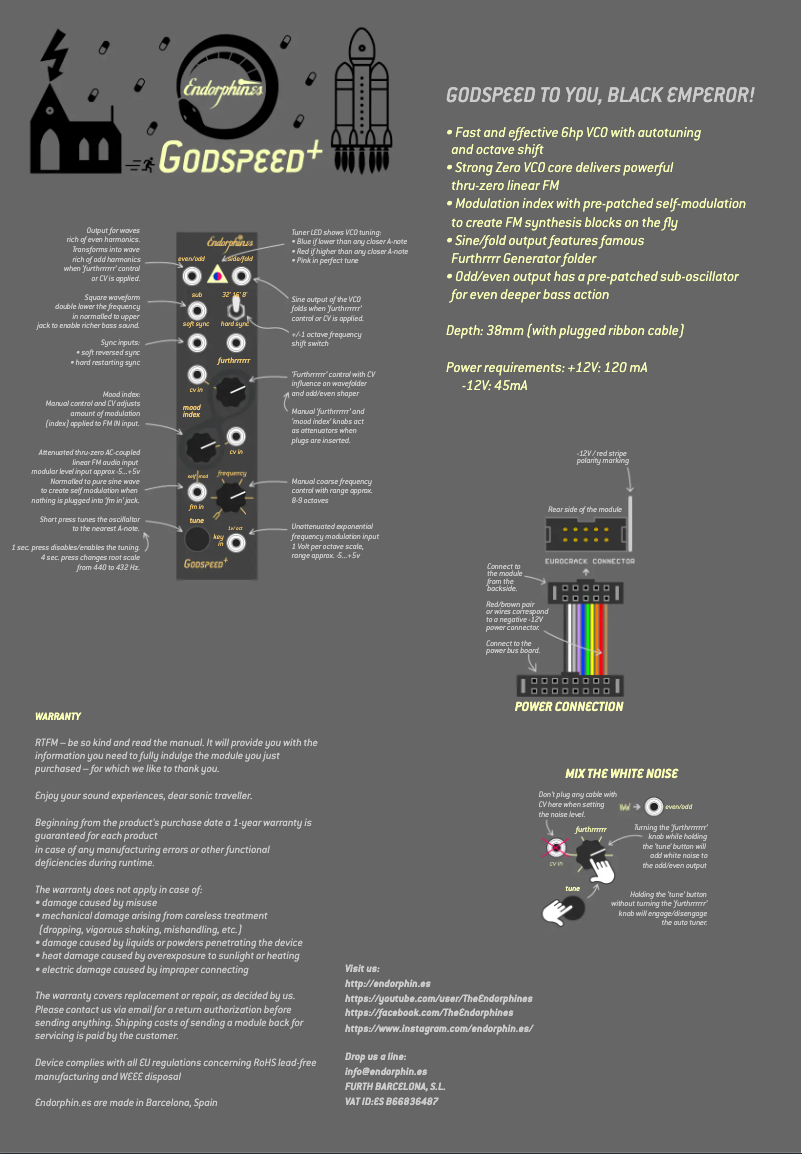 Page 1 de la notice Manuel utilisateur Endorphin.es Godspeed