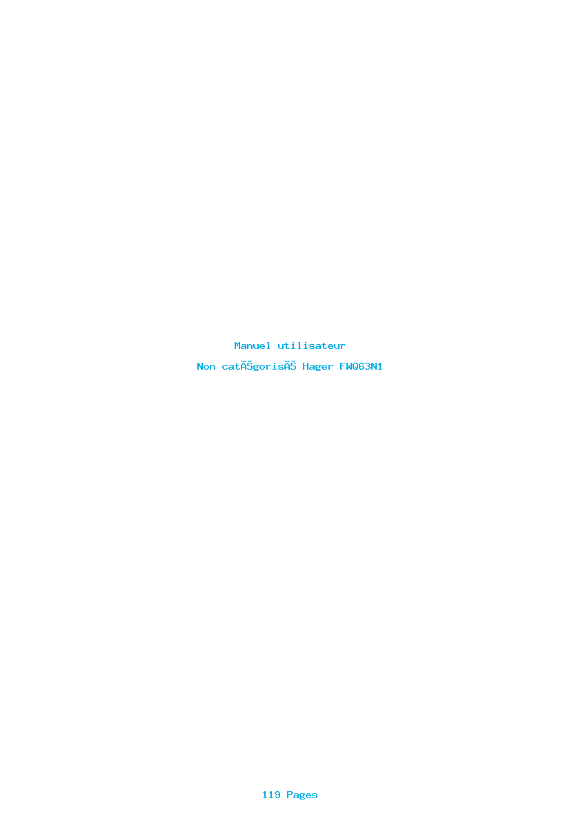 Page 1 de la notice Manuel utilisateur Hager FWQ63N1