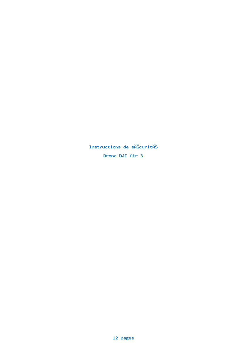 Page 1 de la notice Instructions de sécurité DJI Air 3