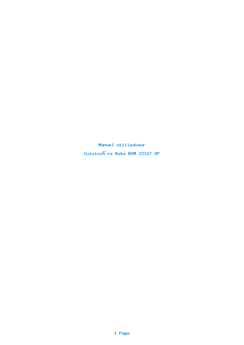 Page 1 de la notice Manuel utilisateur Beko BUM 22327 XP