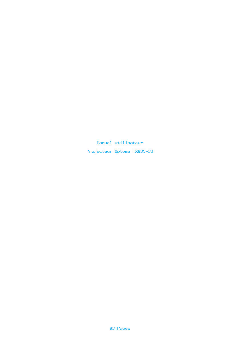 Page 1 de la notice Manuel utilisateur Optoma TX635-3D