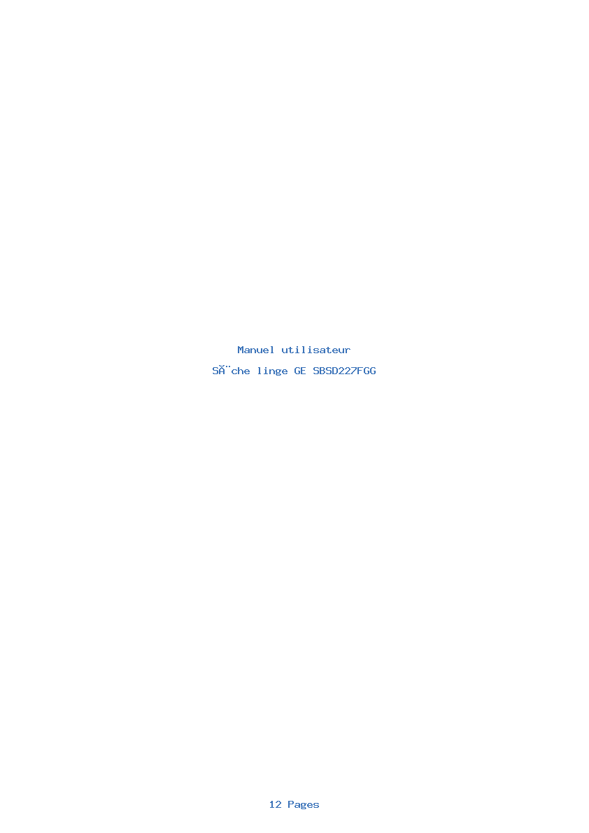 Page 1 de la notice Manuel utilisateur GE SBSD227FGG